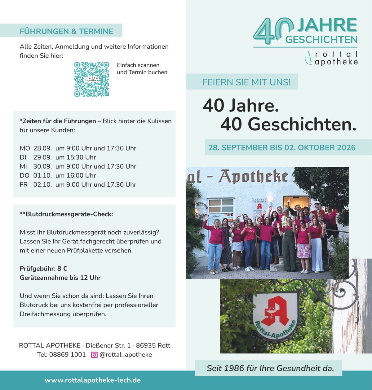 Jubiläums-Flyer 40 Jahre Rottal Apotheke Seite 1